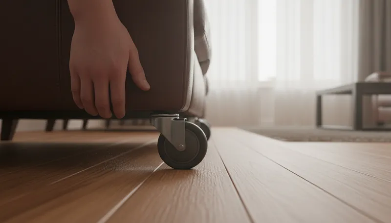 Illustration of caster: A wheel or device for easy movement.