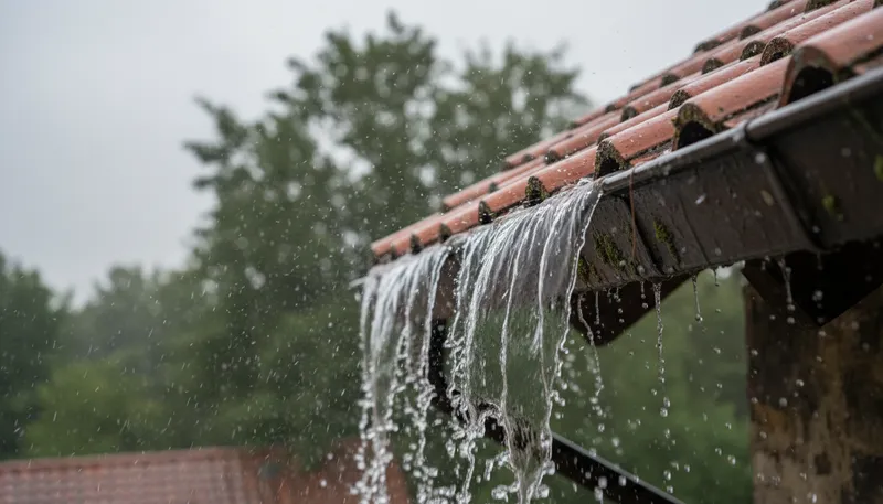 Illustration of gutter: A channel for water, often along roads.