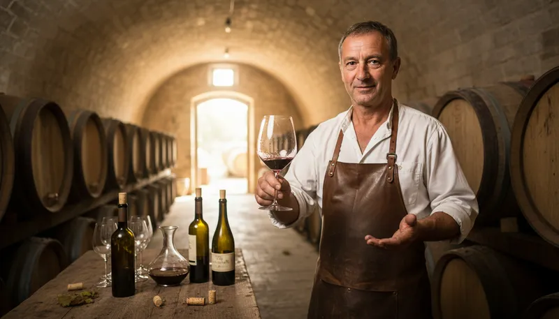 Illustration of winemaker: A person who produces wine.