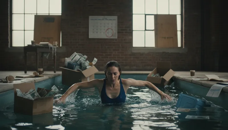 Illustration of above water: not in debt or financial trouble
