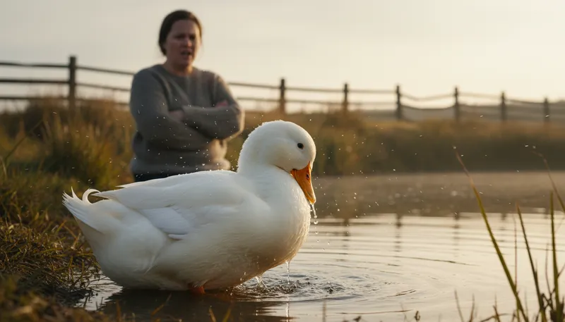Illustration of like water off a duck's back: not affected by criticism or problems.