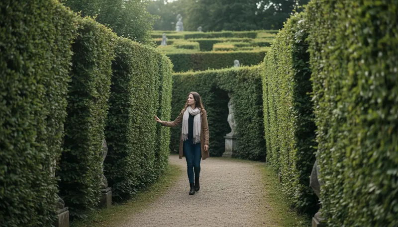 Illustration of labyrinth: A complex maze or intricate network.