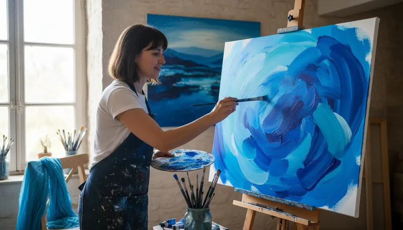 Illustration of azur: A bright blue color like the sky.