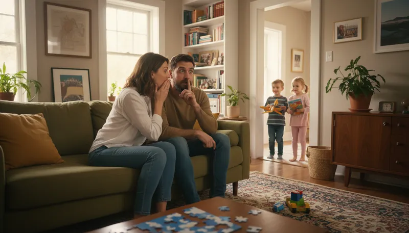 Illustration of pas devant les enfants: do not discuss inappropriate topics in front of children