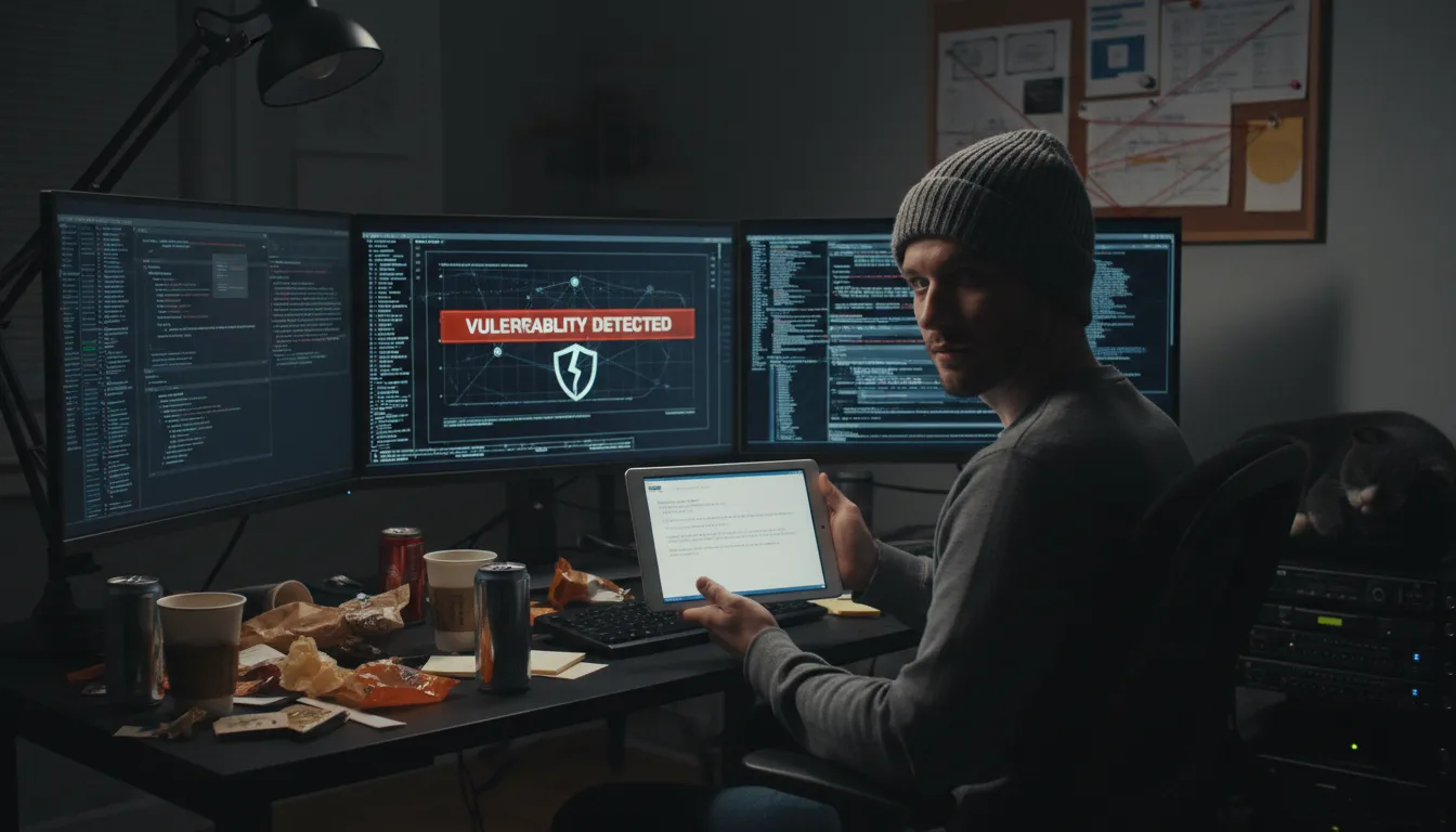 gray hat 的插圖：a hacker with mixed ethics