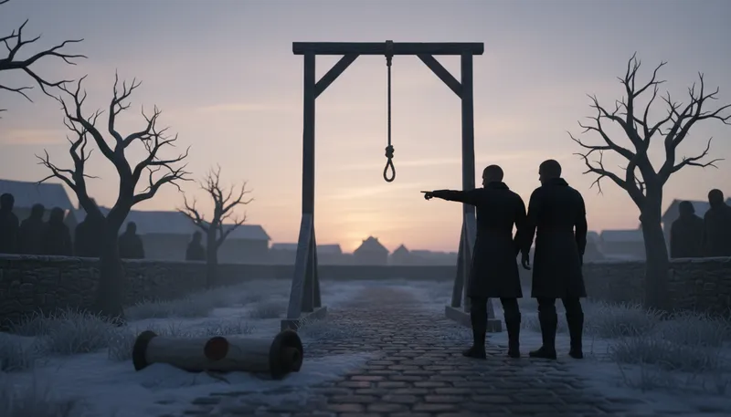 Illustration of hang: to execute someone by hanging