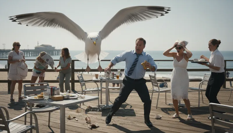 Illustration of seagull manager: A manager who interferes briefly and disruptively.