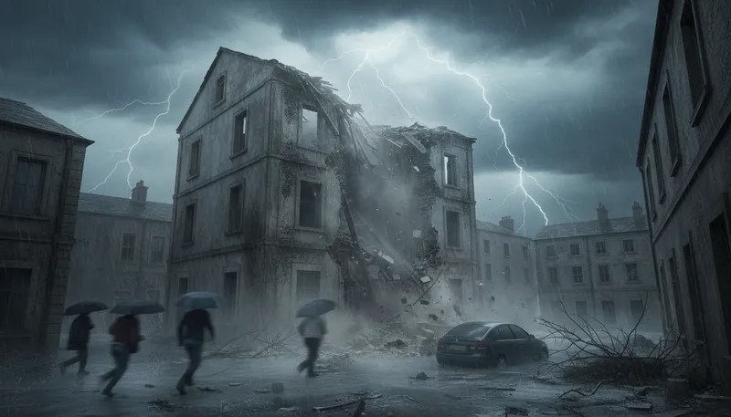 Illustration of collapse: to fall down suddenly