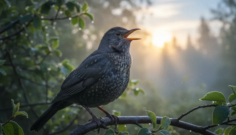 Illustration of merle: A type of blackbird with mottled feathers.