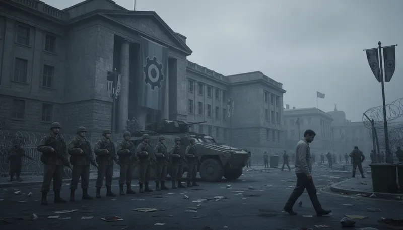 Illustration of authoritarianism: A political system with strong central control.