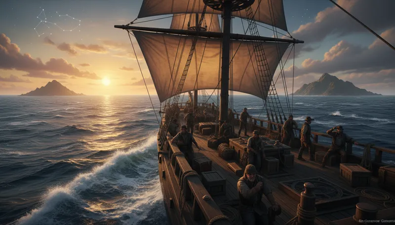 Illustration of odyssey: A long journey full of adventures.