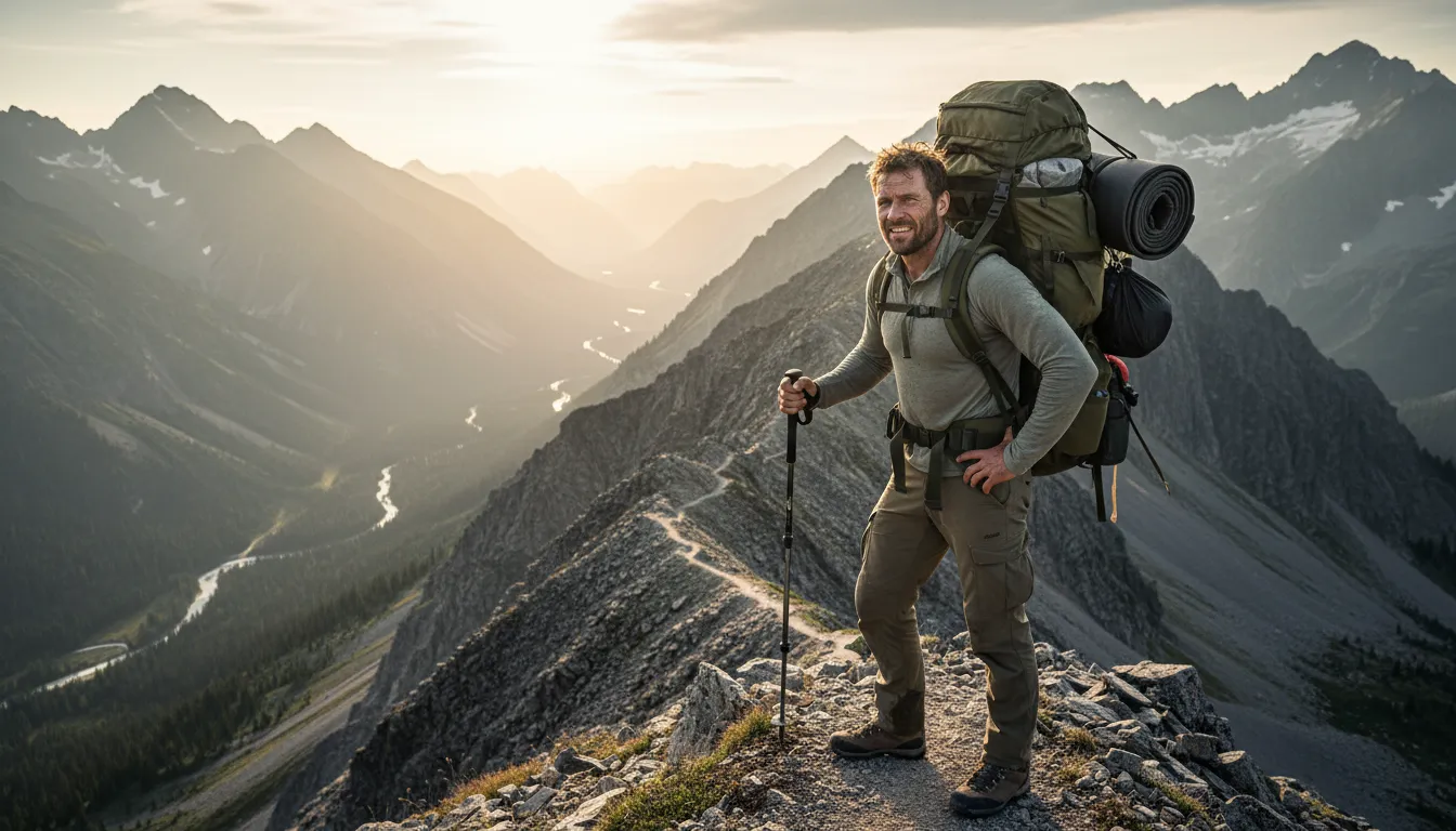 ruckerのイラスト：a person who hikes with a weighted backpack
