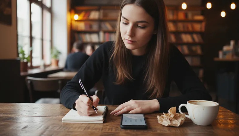 Illustration of jot down: write something quickly and briefly.
