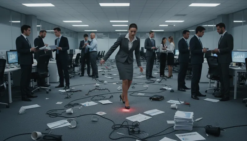 Illustration of tiptoe through a minefield: To navigate a dangerous or tricky situation.