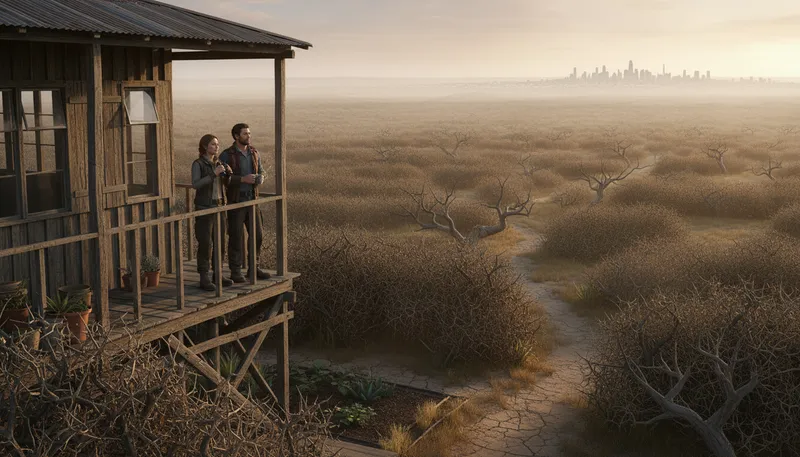 Illustration of live over the brush: to live in a remote or wild area