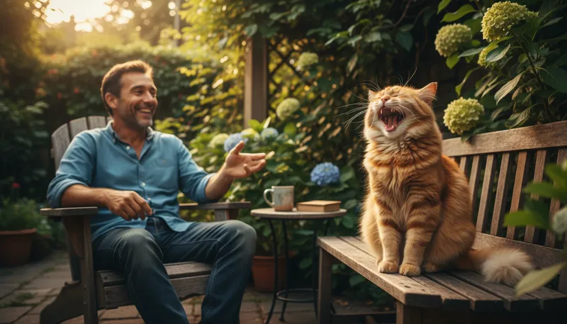 Illustration of enough to make a cat laugh: very funny or amusing