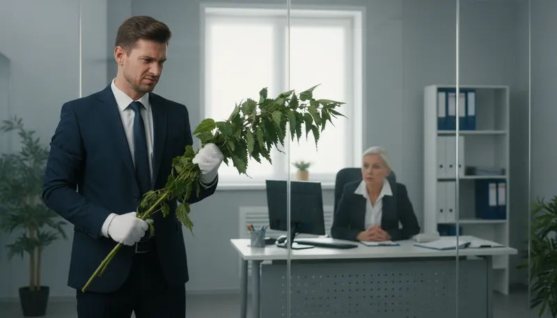 Illustration of grasp the nettle: face a difficult situation bravely.