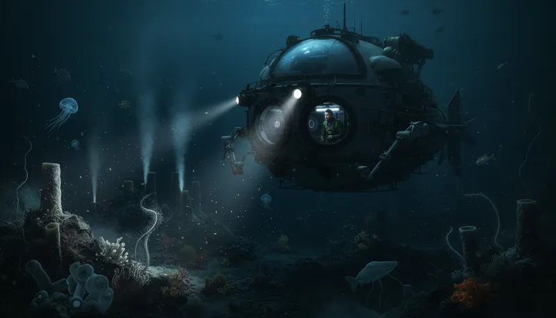 Illustration of submersible: A vehicle designed to operate underwater.