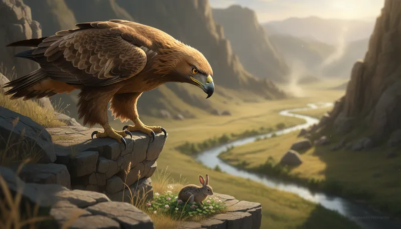 Illustration of predation: The act of one animal hunting another.