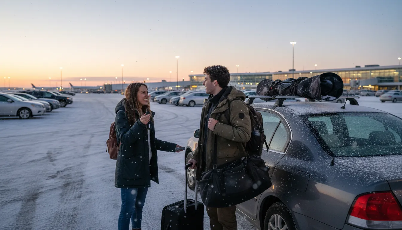 Illustration of give a lift: To take someone somewhere in your car.