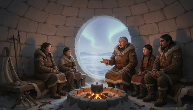 Illustration of inuit: Indigenous people of the Arctic regions.
