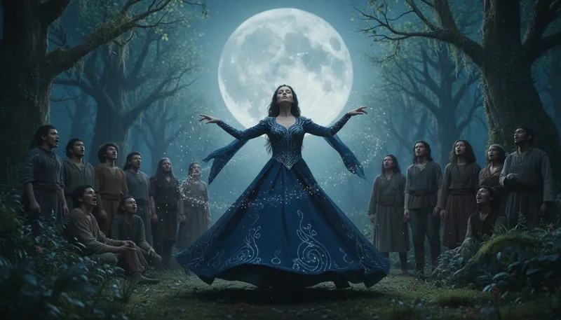 Illustration of enchantress: A woman who charms or captivates others.