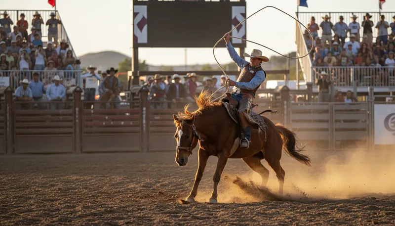 Illustration of rodeo: A competitive event involving livestock and riding.
