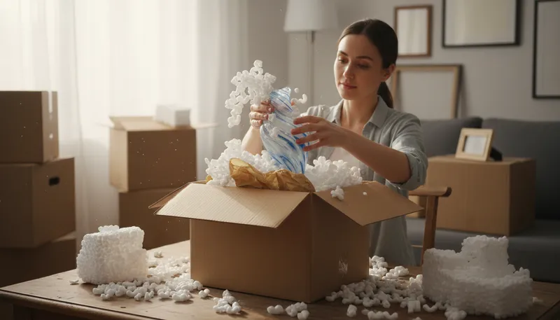 Illustration of polystyrene: A lightweight plastic used for insulation and packaging.
