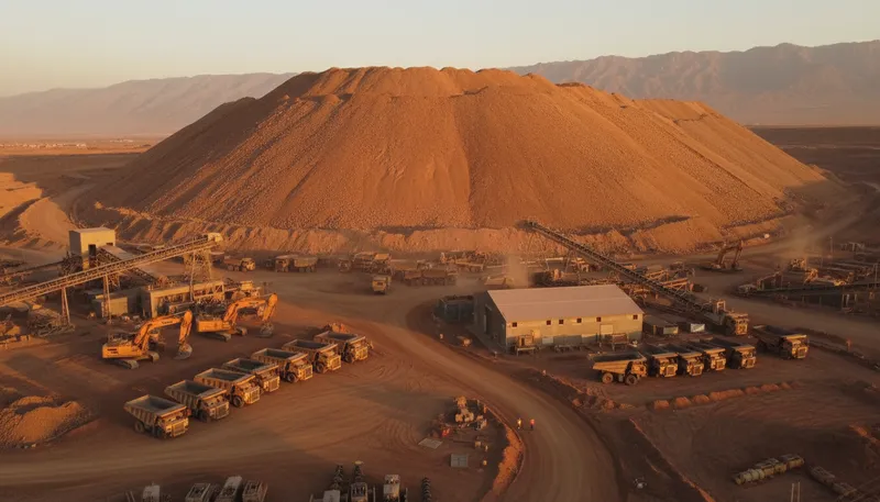 Illustration of tailings: Waste materials left after extracting minerals.