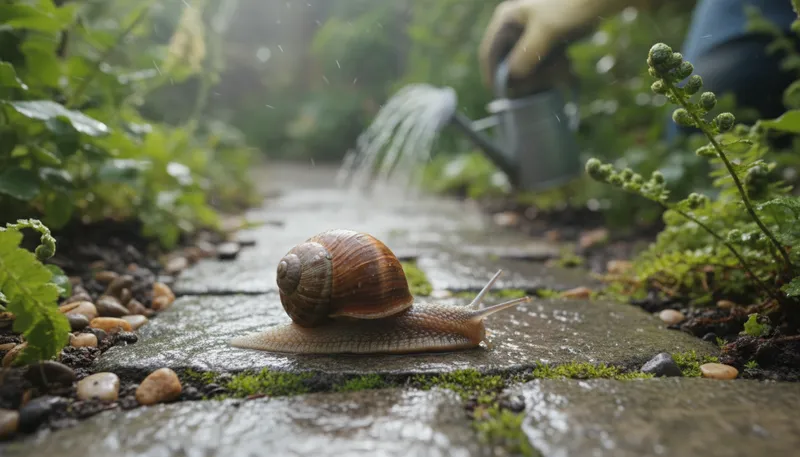 Illustration of snail: A slow-moving mollusk with a spiral shell.