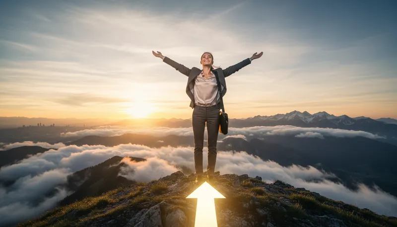 Illustration of on top of the world: feeling extremely happy or successful