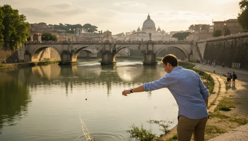 Illustration of tiber: A river flowing through Rome, Italy.