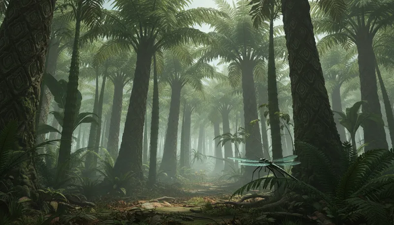 Illustration of carboniferous: An ancient geological period rich in coal.