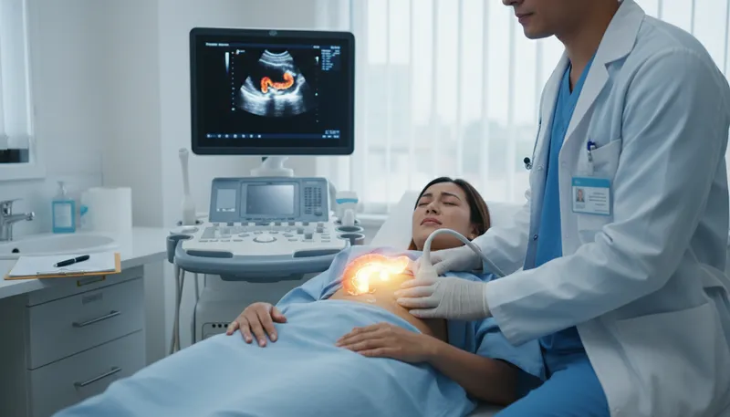 Illustration of gallbladder: An organ that stores bile in the body.