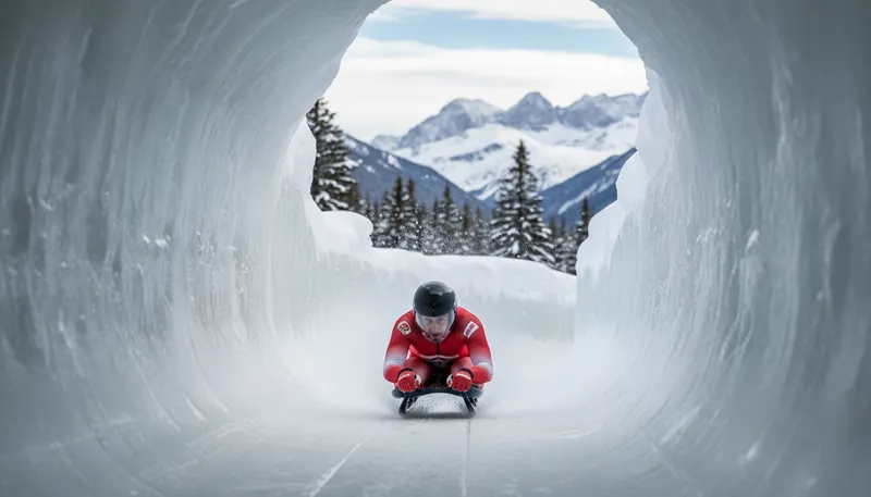 Illustration of luge: A small, one- or two-person sled.