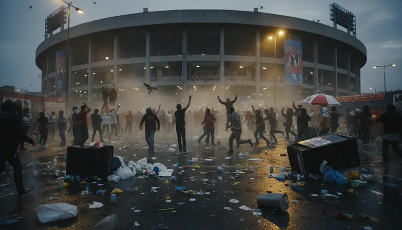 Illustration of rampage: to move violently through an area