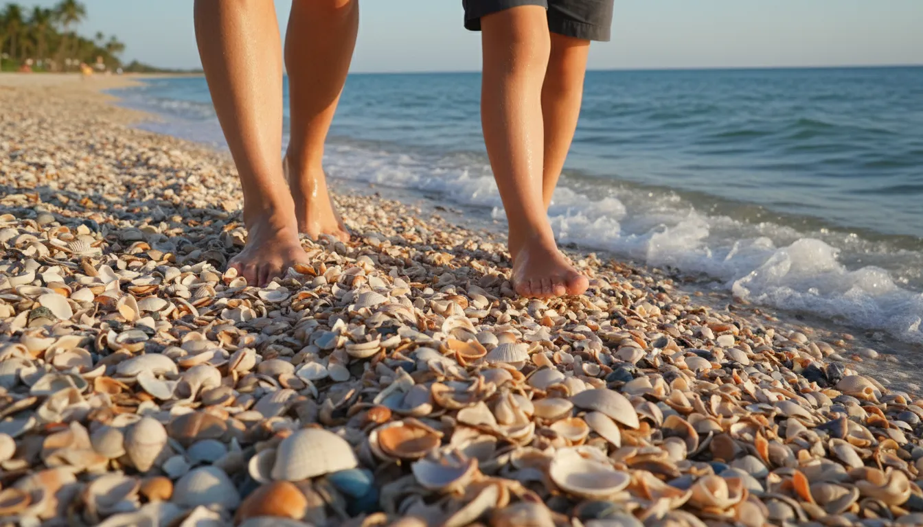 Illustration von shelly: covered with or containing many seashells