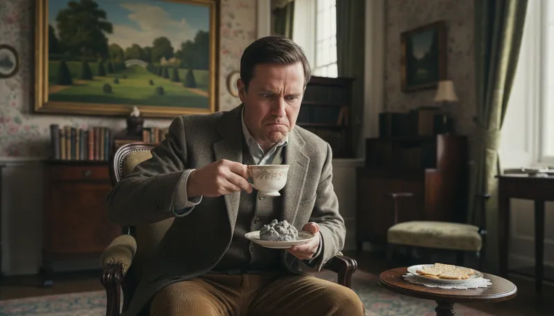 Illustration of disgusted of tunbridge wells: A person easily offended by others.