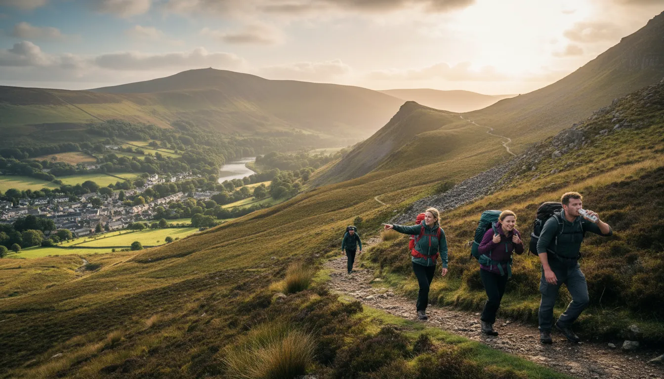 Brecon-এর ইলাস্ট্রেশন: A town in Wales known for its natural beauty.