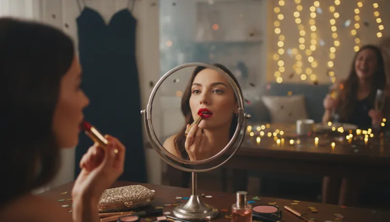Illustration of lipstick: Cosmetic applied to color the lips.