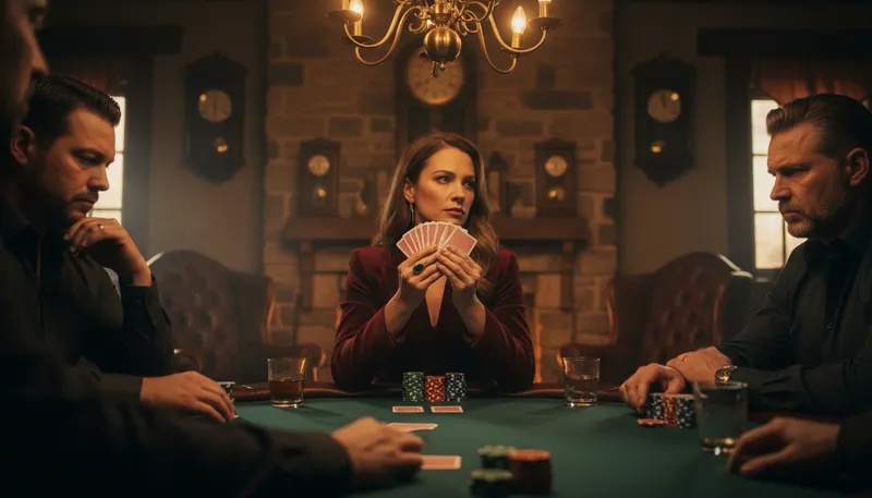 Illustration of hold the cards: to control the situation or outcome