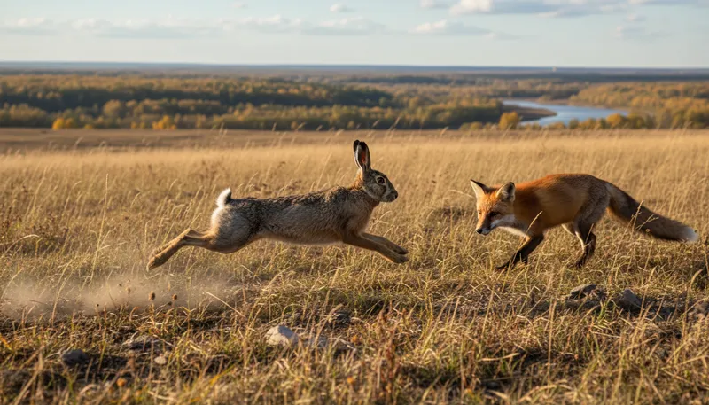 Illustration of hare: A fast-running, long-eared animal.