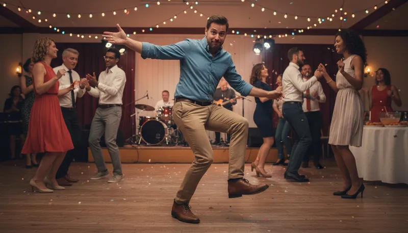 Illustration of two left feet: Clumsy in dancing.