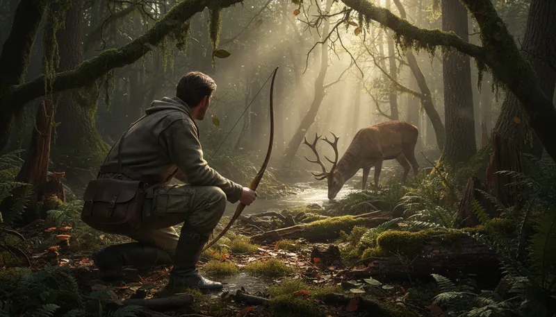 Illustration of huntsman: A person who hunts wild animals.