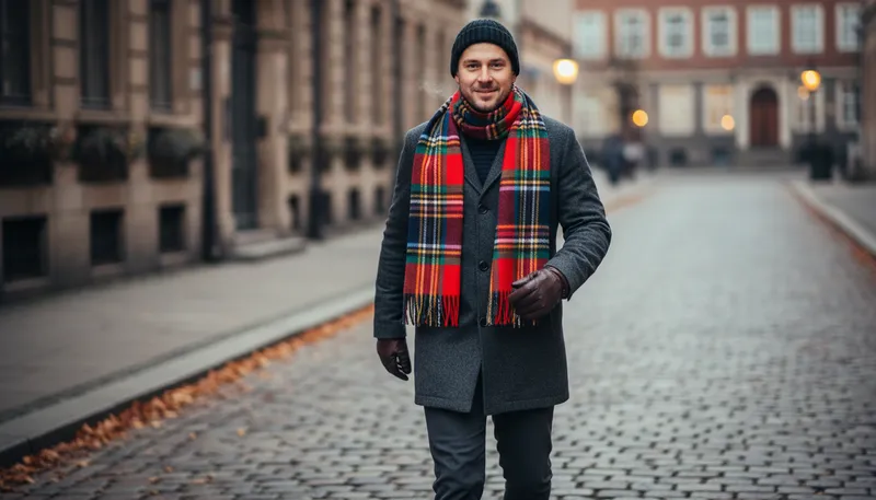 Illustration of tartan: A patterned fabric with crisscrossed stripes.