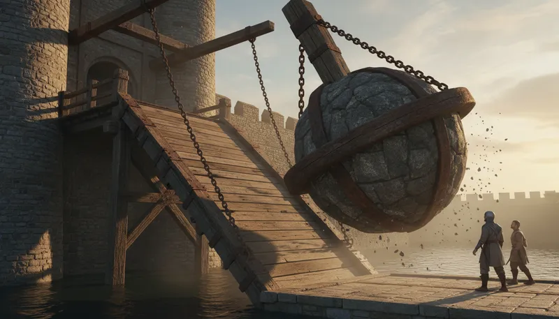 Illustration of counterweight: A weight used to balance another weight.