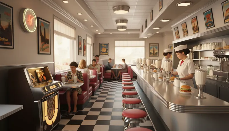 Illustration of fifties: The decade from 1950 to 1959.