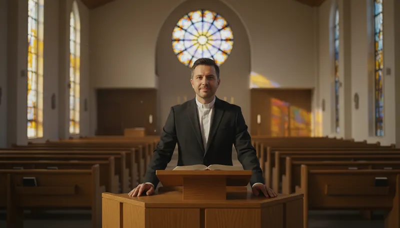 Illustration of pulpit: A raised platform for preaching.