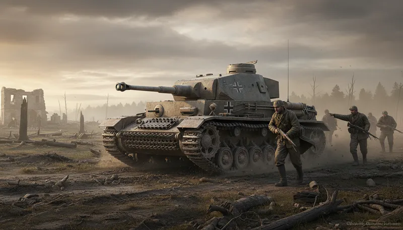 Illustration of panzer: A German tank used in World War II.
