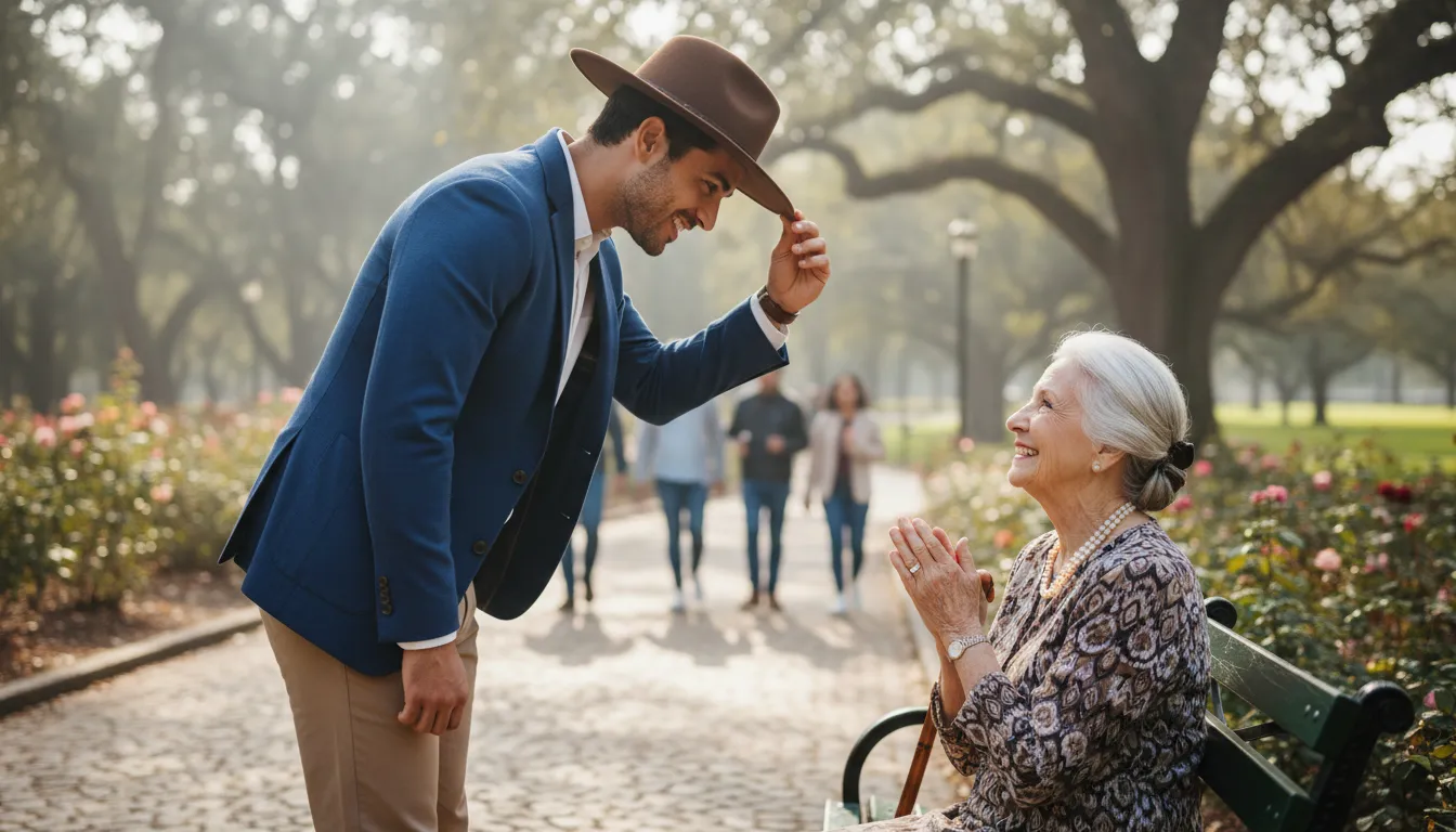 Hình minh họa cho tip one's hat: to show respect or acknowledgment.